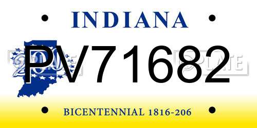 PV71682 Indiana License Plate
