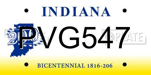 PVG547 Indiana License Plate