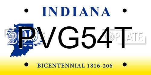 PVG54T Indiana License Plate