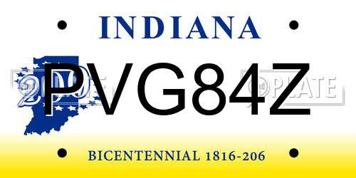 PVG84Z Indiana License Plate