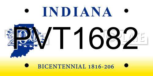 PVT1682 Indiana License Plate