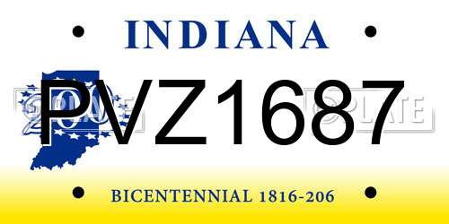 PVZ1687 Indiana License Plate