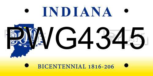 PWG4345 Indiana License Plate