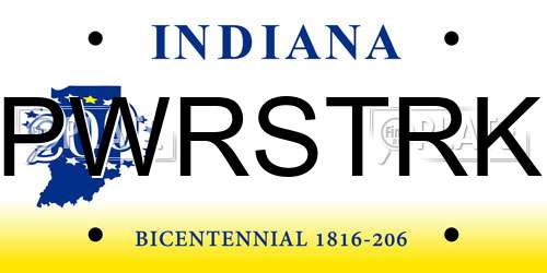 PWRSTRK Indiana License Plate