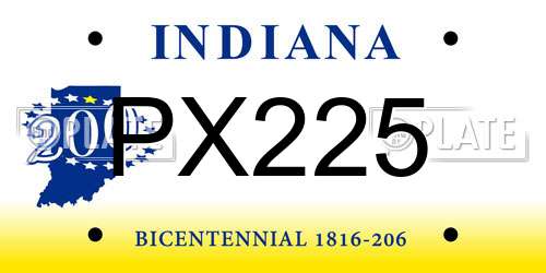 PX225 Indiana License Plate