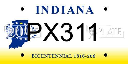PX311 Indiana License Plate