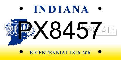 PX8457 Indiana License Plate