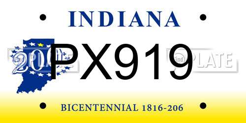 PX919 Indiana License Plate