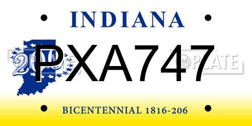 PXA747 Indiana License Plate