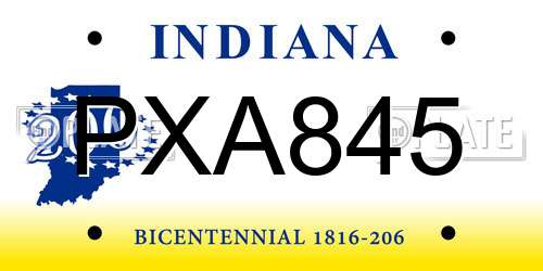 PXA845 Indiana License Plate
