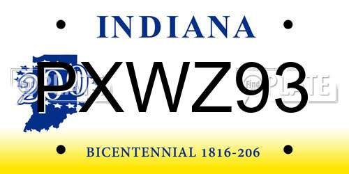 PXWZ93 Indiana License Plate