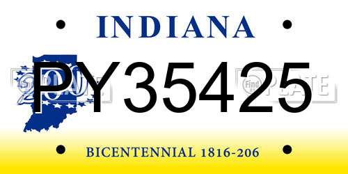 PY35425 Indiana License Plate