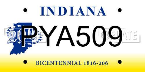 PYA509 Indiana License Plate