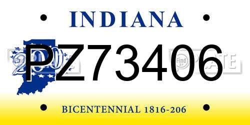 PZ73406 Indiana License Plate