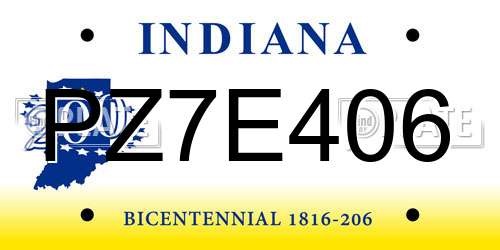 PZ7E406 Indiana License Plate