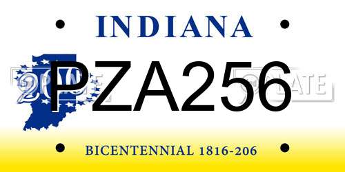 PZA256 Indiana License Plate