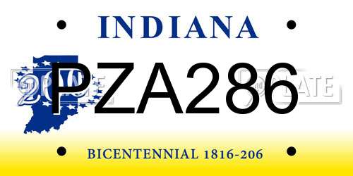 PZA286 Indiana License Plate