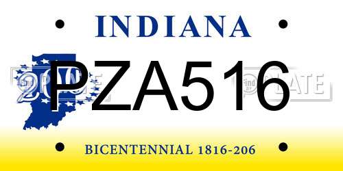 PZA516 Indiana License Plate