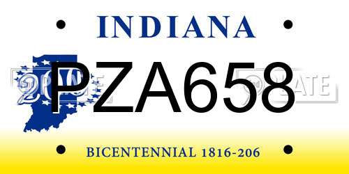 PZA658 Indiana License Plate