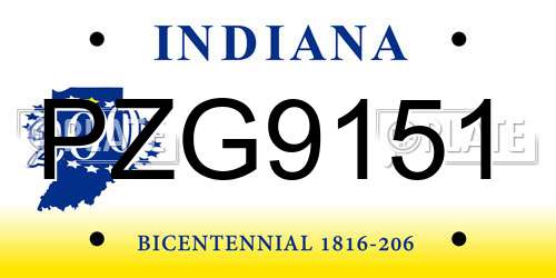 PZG9151 Indiana License Plate