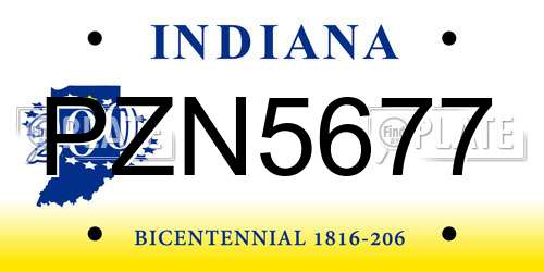 PZN5677 Indiana License Plate