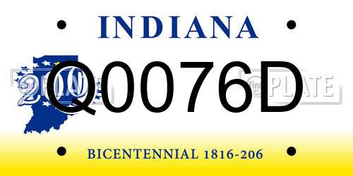 Q0076D Indiana License Plate