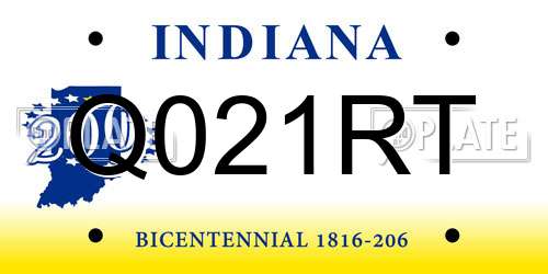 Q021RT Indiana License Plate