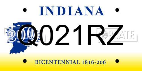 Q021RZ Indiana License Plate