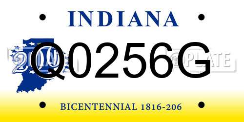 Q0256G Indiana License Plate