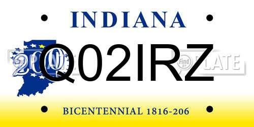 Q02IRZ Indiana License Plate