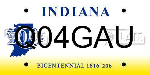 Q04GAU Indiana License Plate