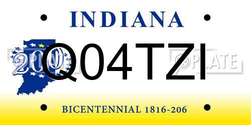 Q04TZI Indiana License Plate