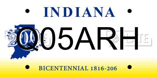 Q05ARH Indiana License Plate