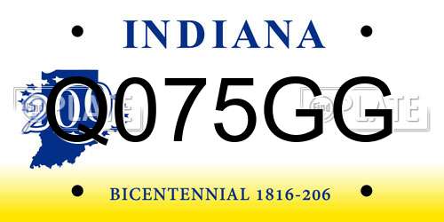 Q075GG Indiana License Plate