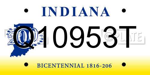 Q10953T Indiana License Plate