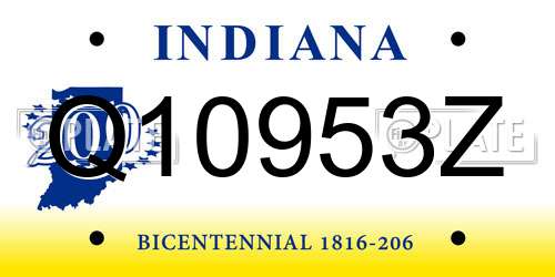 Q10953Z Indiana License Plate