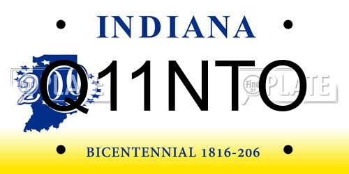 Q11NTO Indiana License Plate
