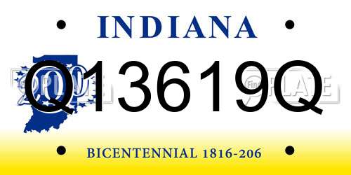 Q13619Q Indiana License Plate