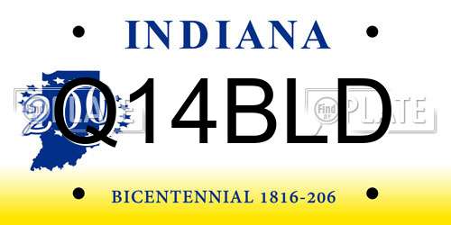 Q14BLD Indiana License Plate