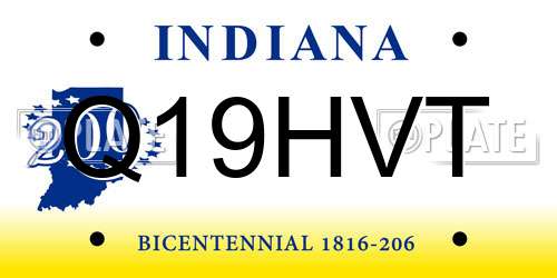 Q19HVT Indiana License Plate
