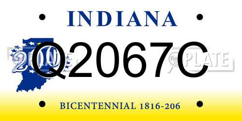 Q2067C Indiana License Plate