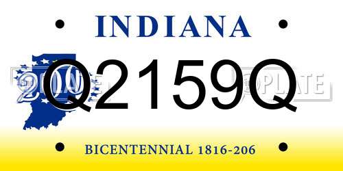 Q2159Q Indiana License Plate