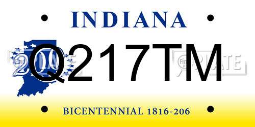 Q217TM Indiana License Plate