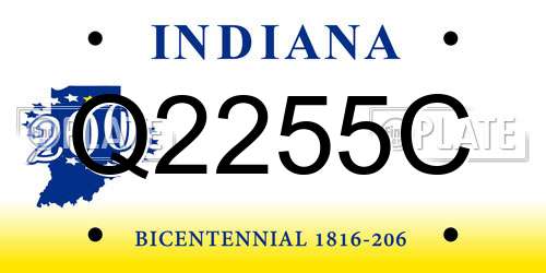 Q2255C Indiana License Plate