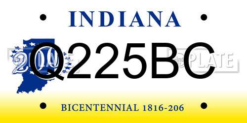 Q225BC Indiana License Plate