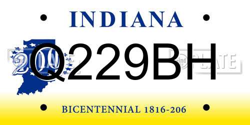 Q229BH Indiana License Plate