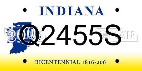 Q2455S Indiana License Plate