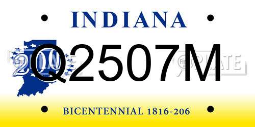 Q2507M Indiana License Plate