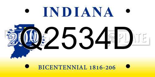 Q2534D Indiana License Plate