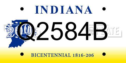 Q2584B Indiana License Plate